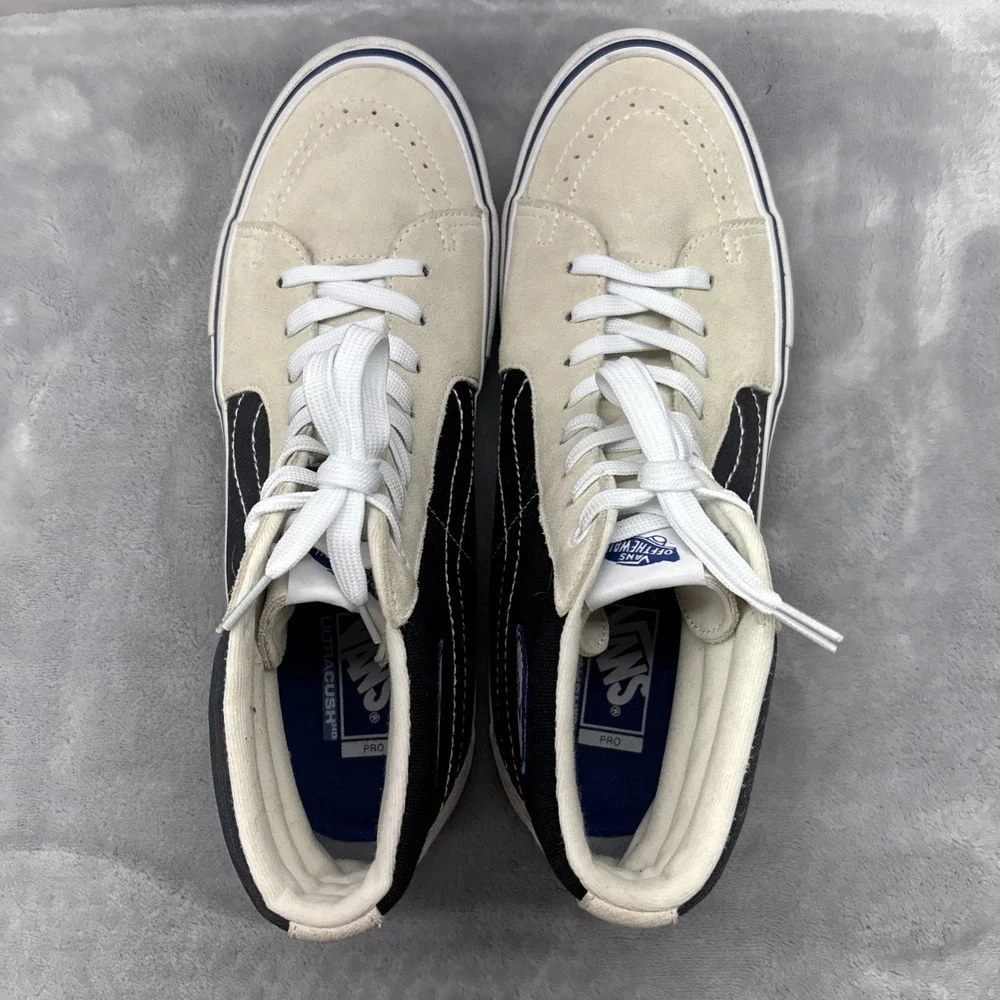 Vans Sk8-Hi Pro BMX Cream Black Graphic High Top Sneakers Mens 13